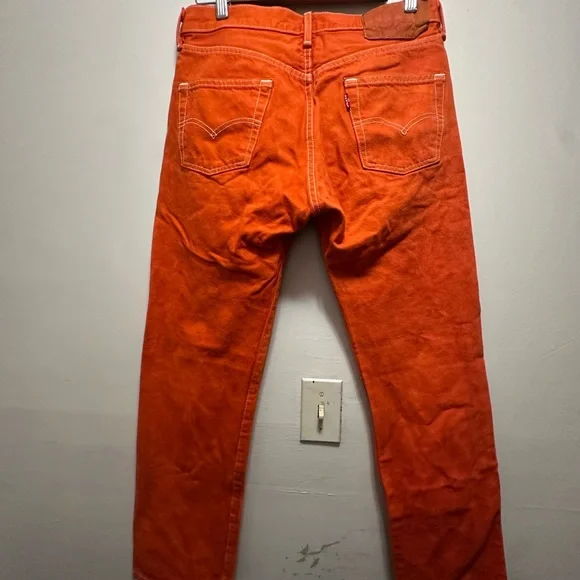 Vibrant Orange Jeans Levi 501 29x30 red tab - Picture 8 of 11